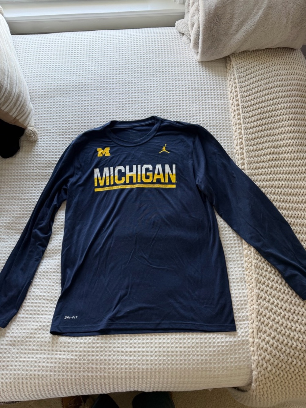 Nike Michigan Long Sleeve Tee - Navy and Yellow